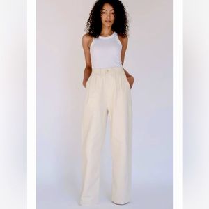 Triarchy Off White High Waisted 100% cotton Pleated Pant